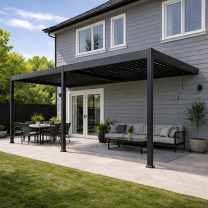 Wall-Mounted Manual Double-Layer Louver Pergola 3×8×2.5m  Steelmates