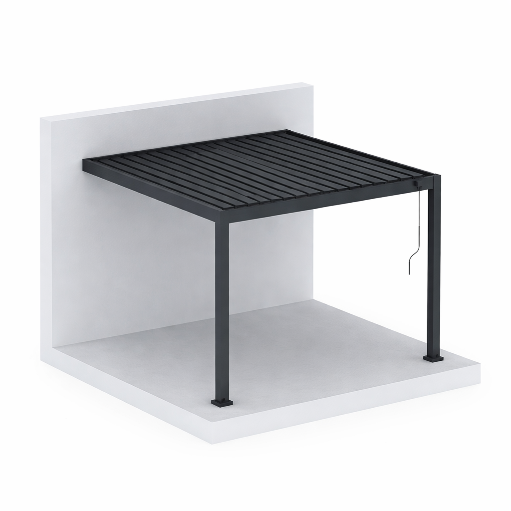 Wall-Mounted Manual Double-Layer Louver Pergola 3×4×2.5m  Steelmates