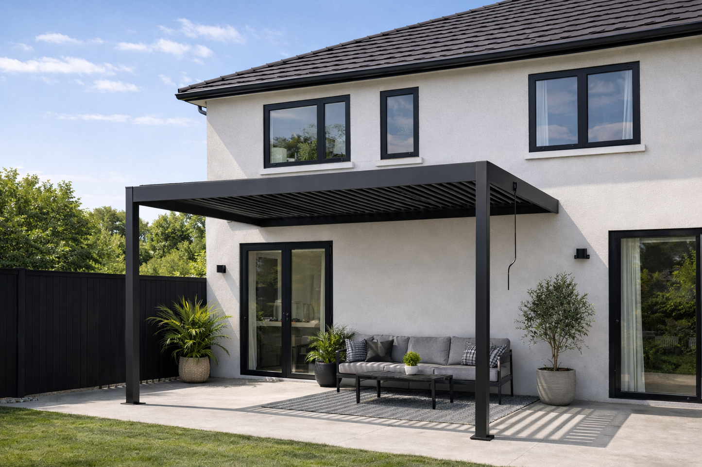 Wall-Mounted Manual Double-Layer Louver Pergola 3×4×2.5m  Steelmates