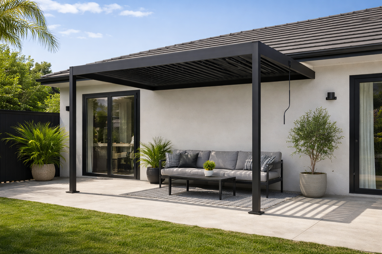 Wall-Mounted Manual Double-Layer Louver Pergola 3×4×2.5m  Steelmates