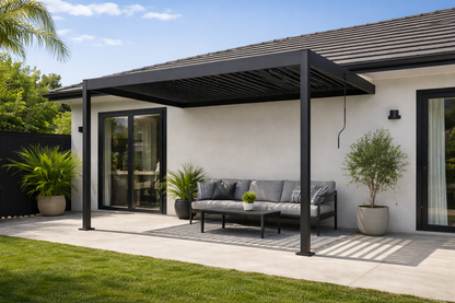 Wall-Mounted Manual Double-Layer Louver Pergola 3×4×2.5m  Steelmates