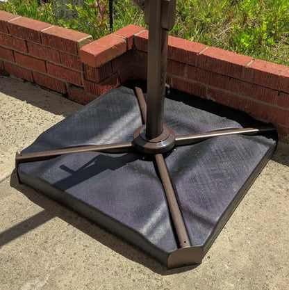 Garden Cantilever Round Umbrella - 4 pcs water & sand filled base Black steelmates