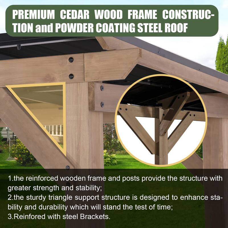5810 L x 3380 W x 2490 H Outdoor Patio Cedar Wood Gazebo