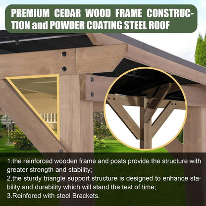 5810 L x 3380 W x 2490 H Outdoor Patio Cedar Wood Gazebo