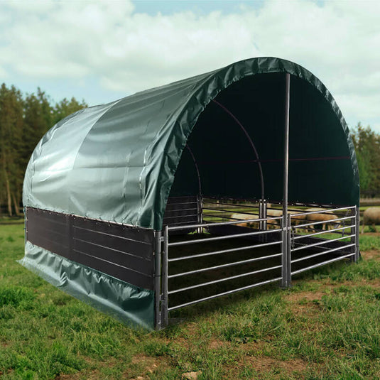 Livestock Shelter 4 x 4 x 3.15 with Net Sides Green  steelmates