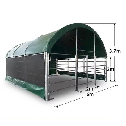 Livestock Shelter 6x6x3.7m with Net Sides Green