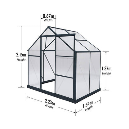 GREENHOUSE 6mm Twin Wall 2230 x 1540 x 2150mm