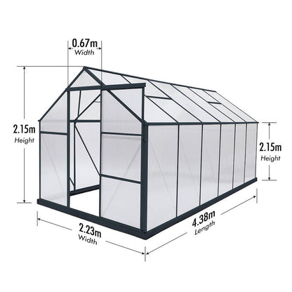 GREENHOUSE 6mm Twin Wall 2230 x 4380 x 2150mm