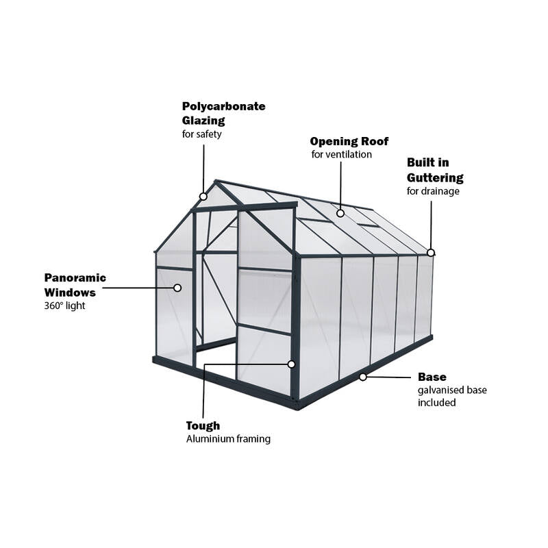 GREENHOUSE 6mm Twin Wall 2230 x 3660 x 2150mm