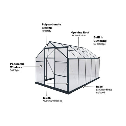 GREENHOUSE 6mm Twin Wall 2230 x 3660 x 2150mm
