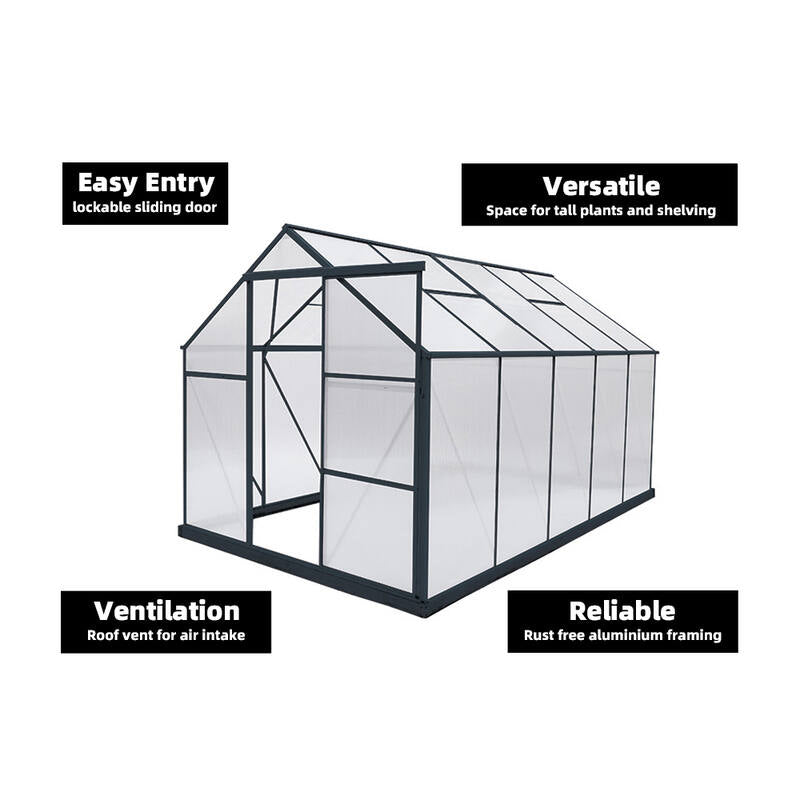 GREENHOUSE 6mm Twin Wall 2230 x 3660 x 2150mm