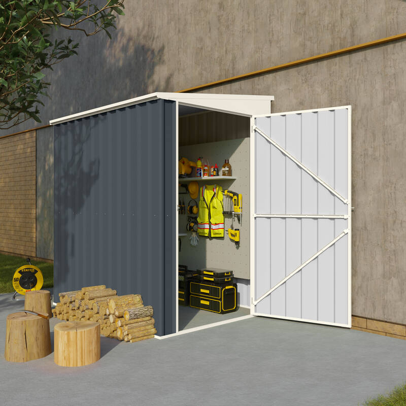 Steelmates 1.3m x 1.72m Garden Sheds Grey