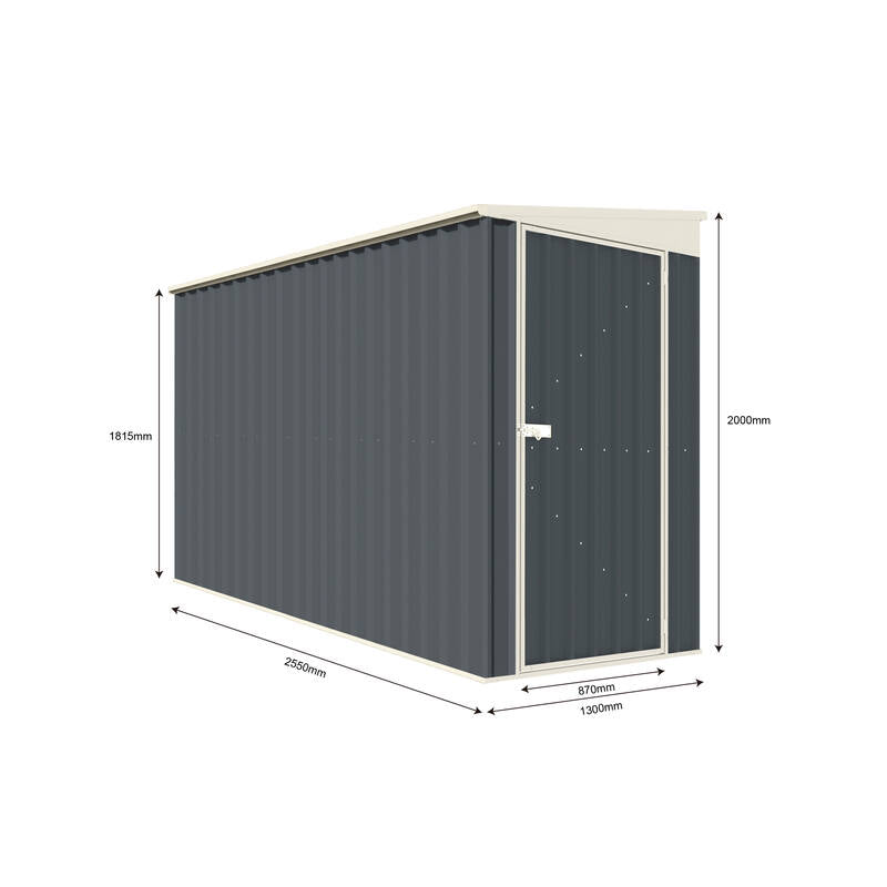 Steelmates 1.3m x 2.55m Garden Sheds Grey