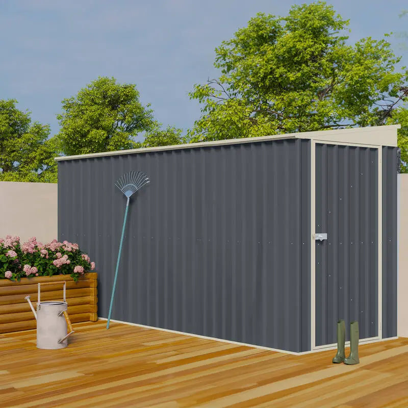 Steelmates 1.3m x 3.39m Garden Sheds Grey Steelmates
