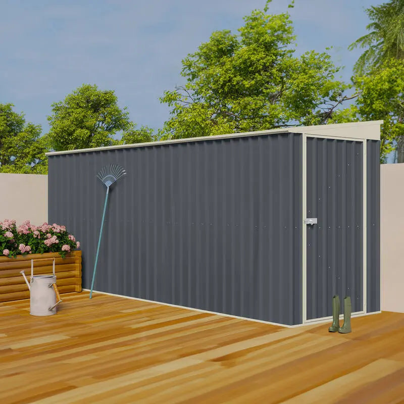 Steelmates 1.3m x 4.21m Garden Sheds Grey Steelmates