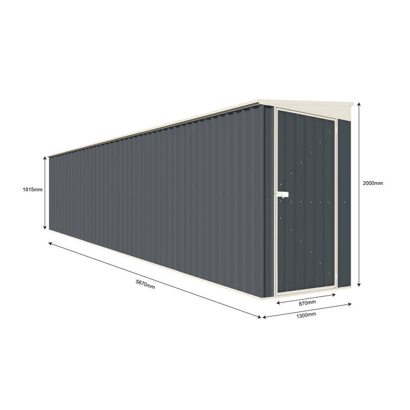 Steelmates 1.3m x 5.87m Garden Sheds Grey
