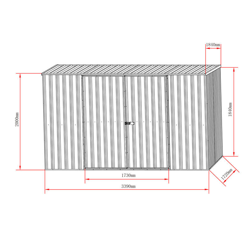 3.39m x 1.72m Garden Shed Grey FORT6 New Model