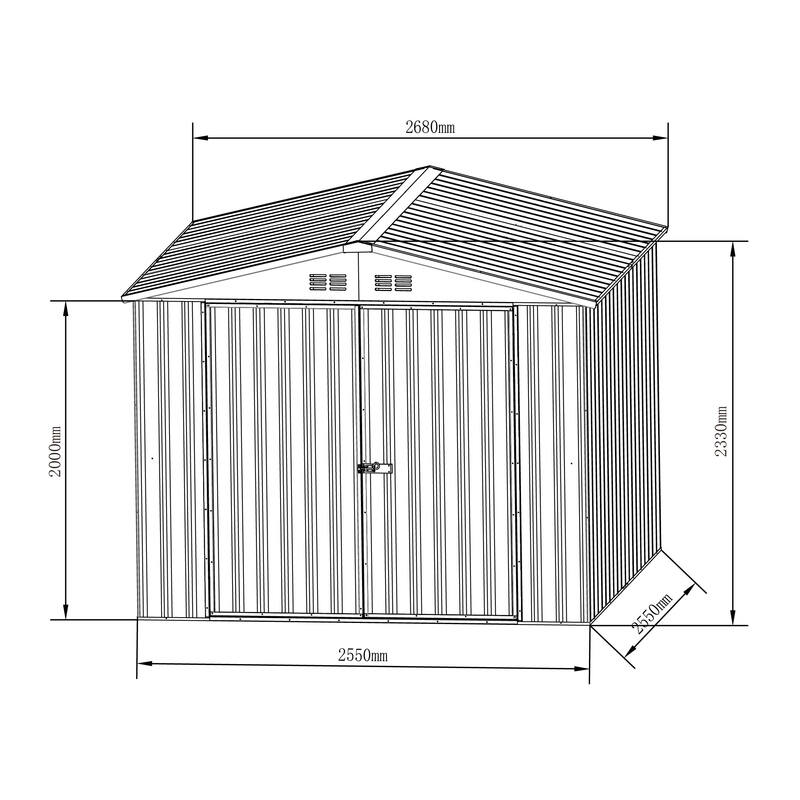 2.55m x 2.55m Garden Sheds Dark Grey