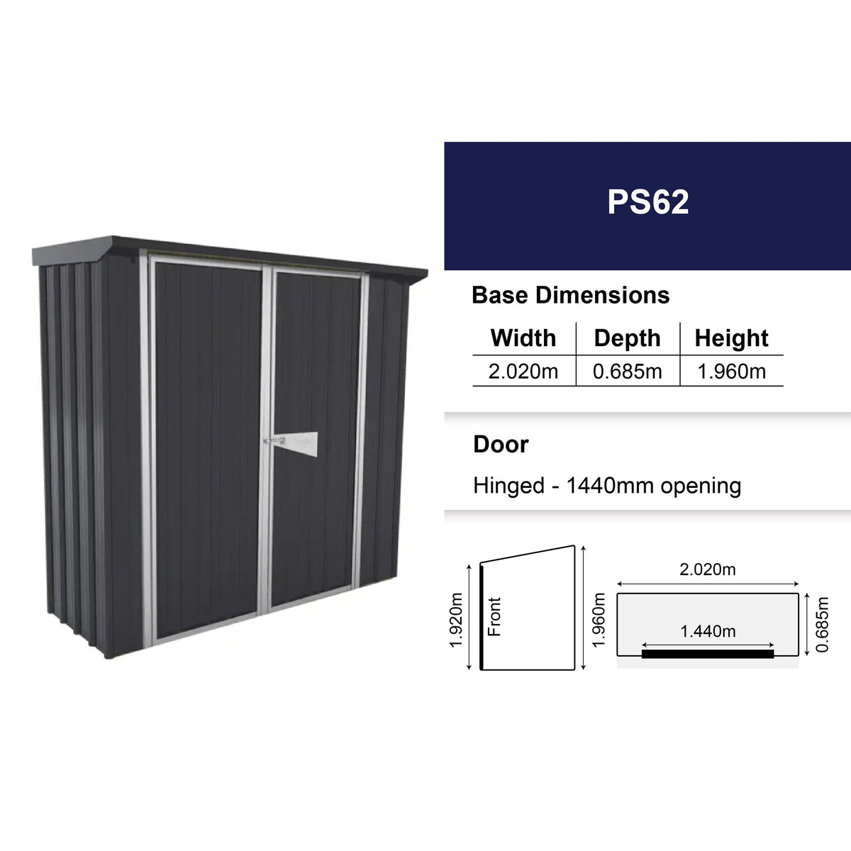 Garrison Shed 2020mm x 685mm Small Garden Sheds Steelmates