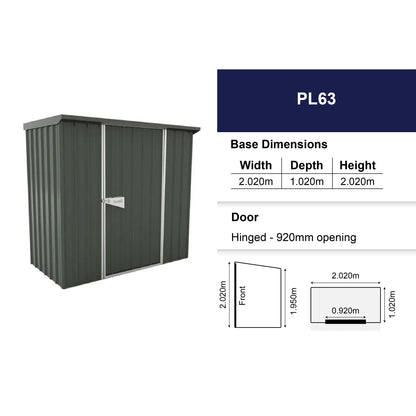 Garrison Shed 2020mm x 1020mm Small Garden Sheds Steelmates