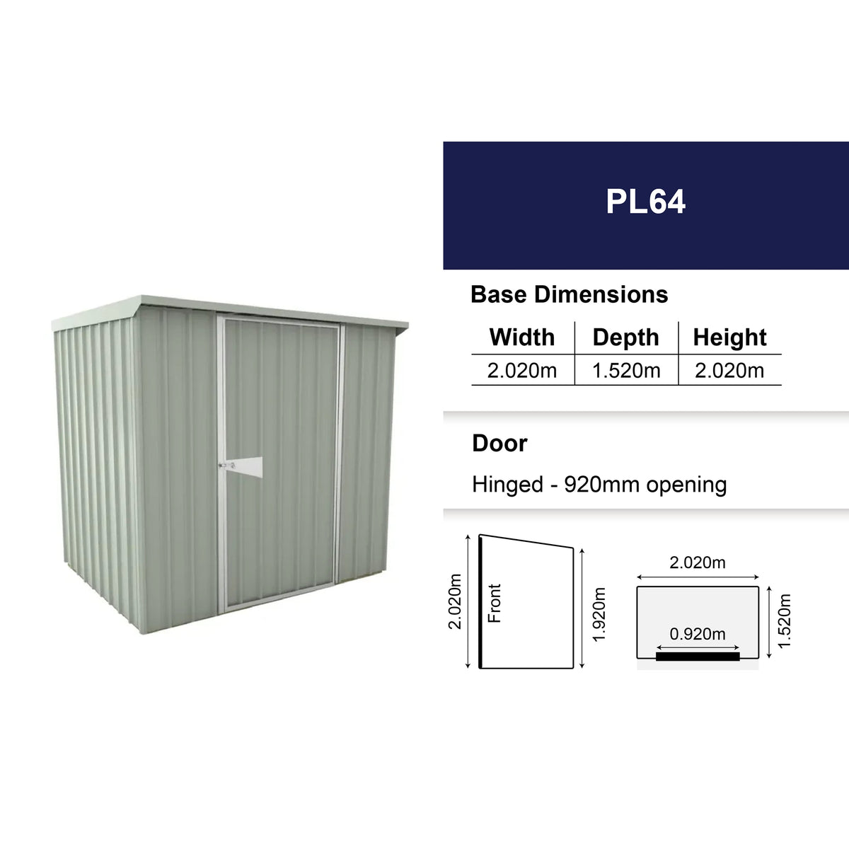 Garrison Shed 2020mm x 1520mm Small Garden Sheds Steelmates