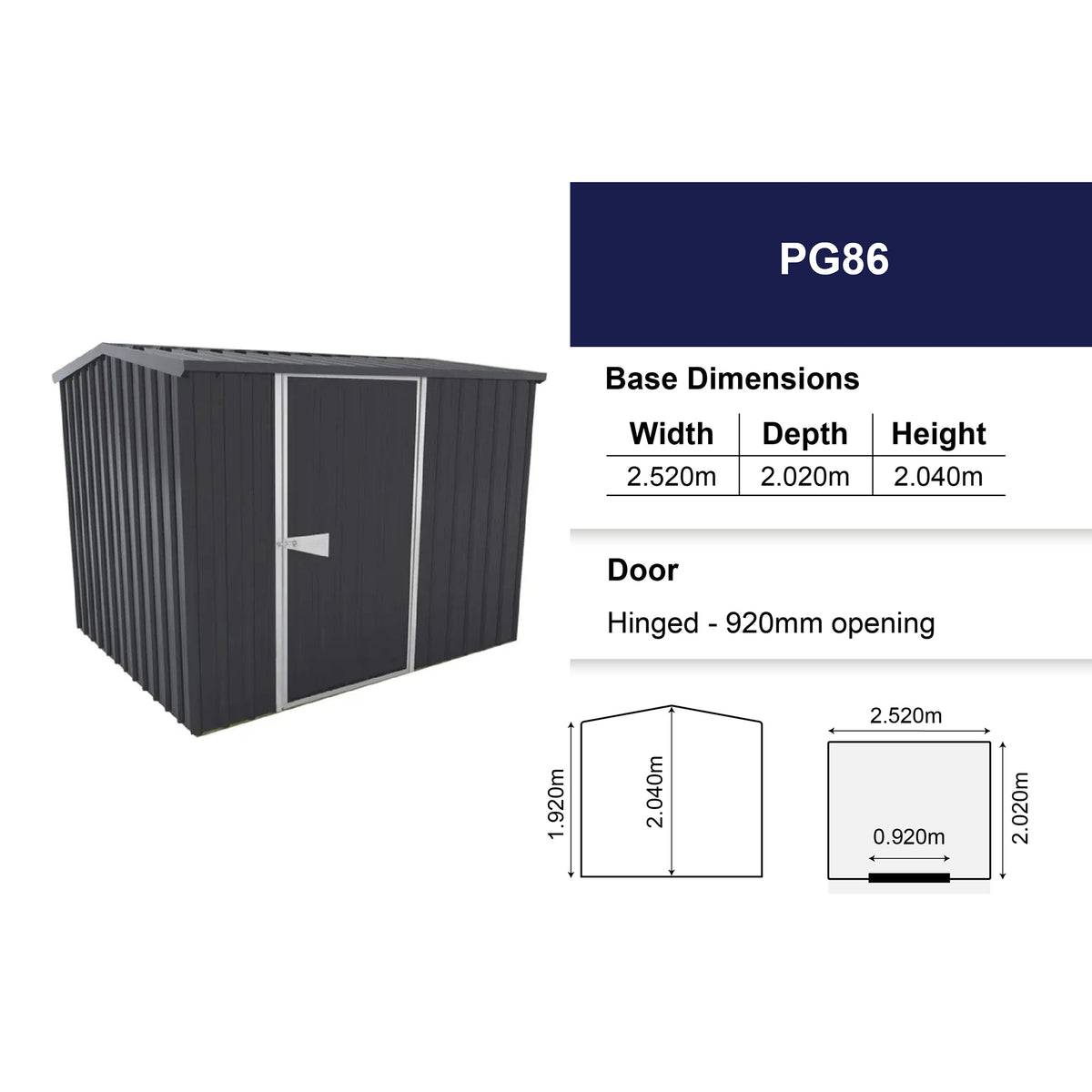 Garrison Shed 2520mm x 2020mm Small Garden Sheds Steelmates