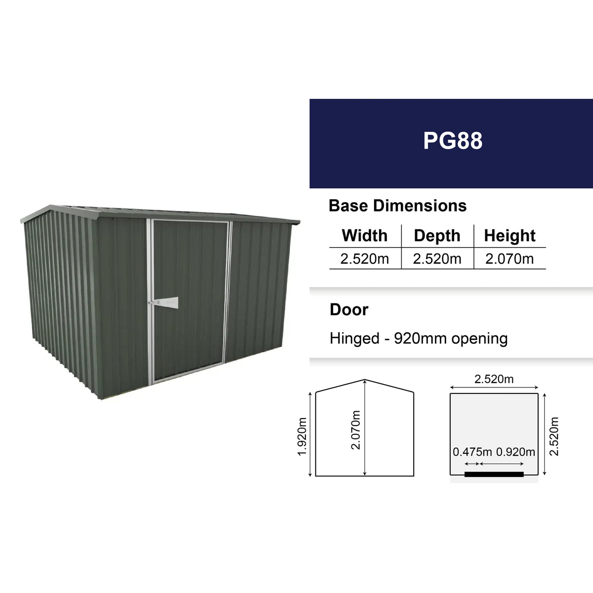 Garrison Shed 2520mm x 2520mm Small Garden Sheds Steelmates