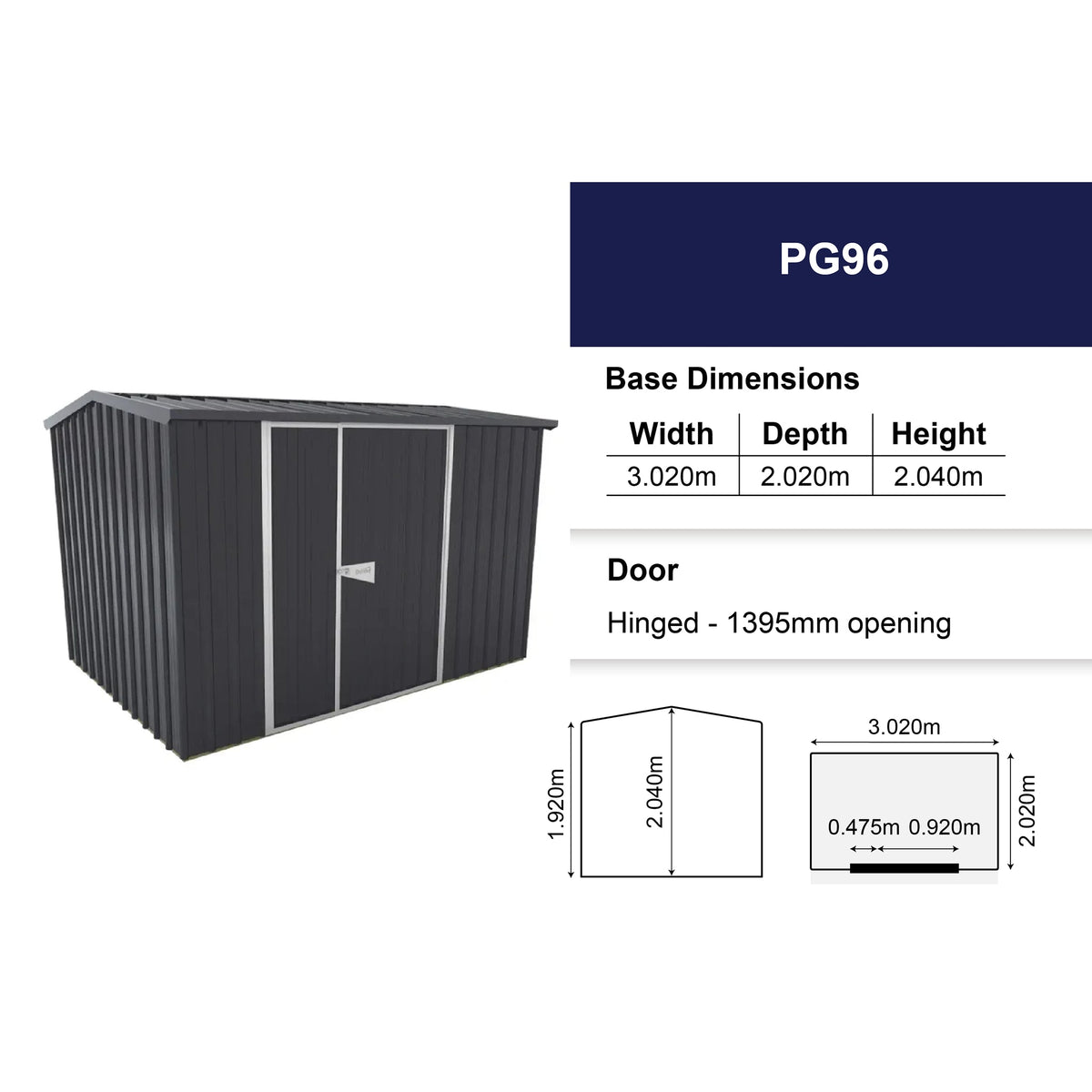 Garrison Shed 3020mm x 2520mm Big Garden Sheds Steelmates